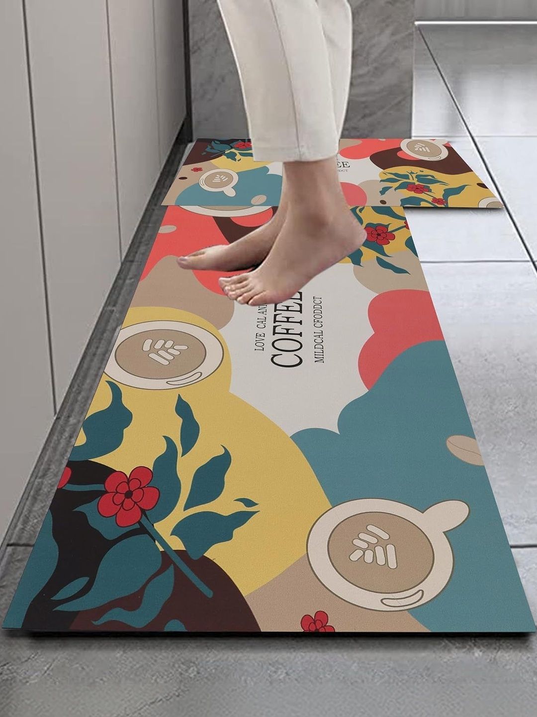 HomeCloud 2-Pcs Red & Brown Printed Anti-Skid Kitchen Mats-image-13
