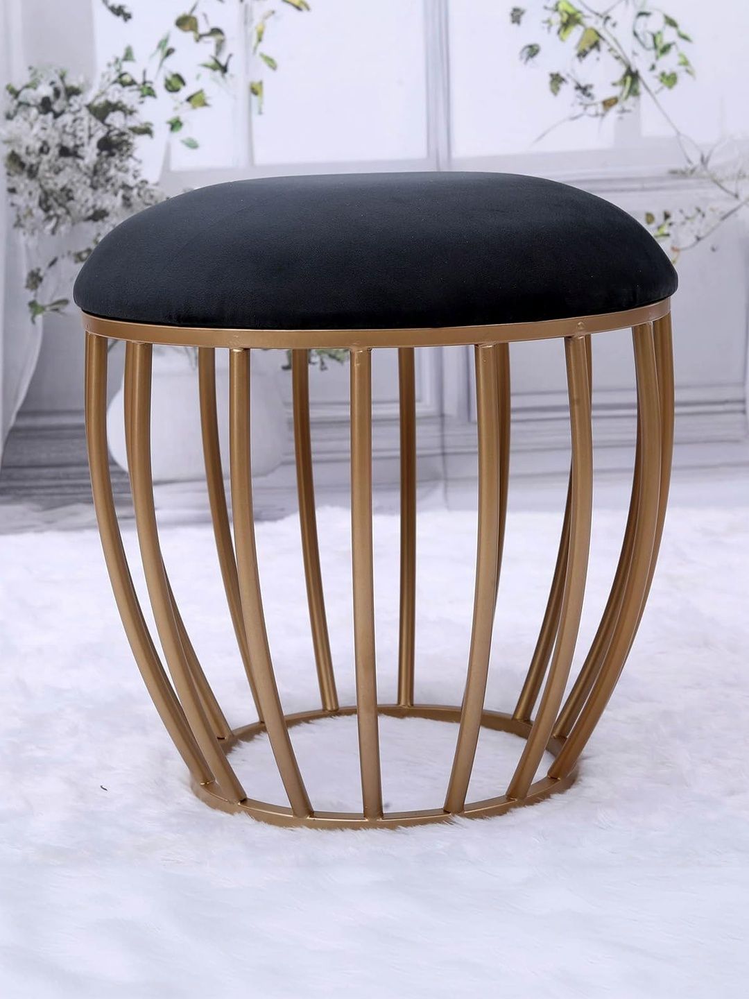 Greetwood Black Metal Stool Ottoman-picture-23