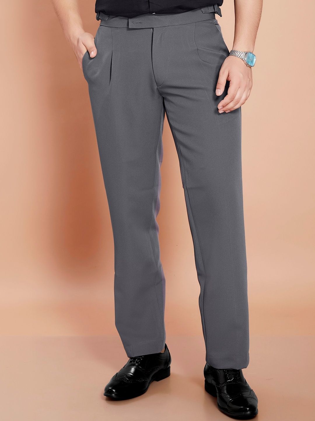 R.Code by The Roadster Life Co. Men Pleated Trousers-image-7