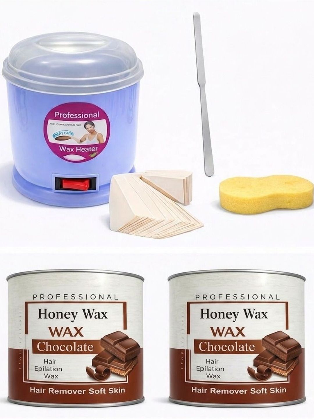 ecosattva3r Dua Cosmetics Set Of 2 Hair Removal Wax- 500 g Each- Chocolate With Wax Heater-picture-32