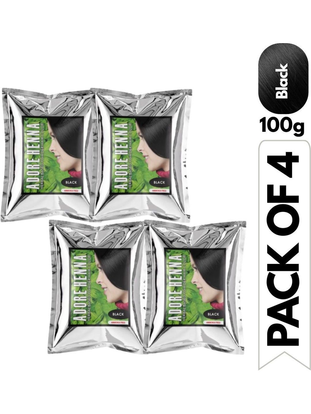 ADORE HENNA Set Of 4 No Ammonia Long Lasting Hair Color - 100 g Each - Black-image-37
