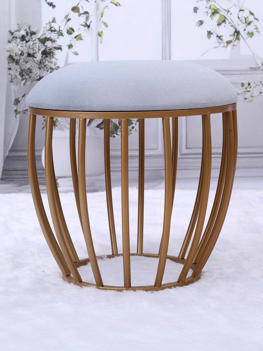 Greetwood Grey Metal Stool Ottoman-picture-50