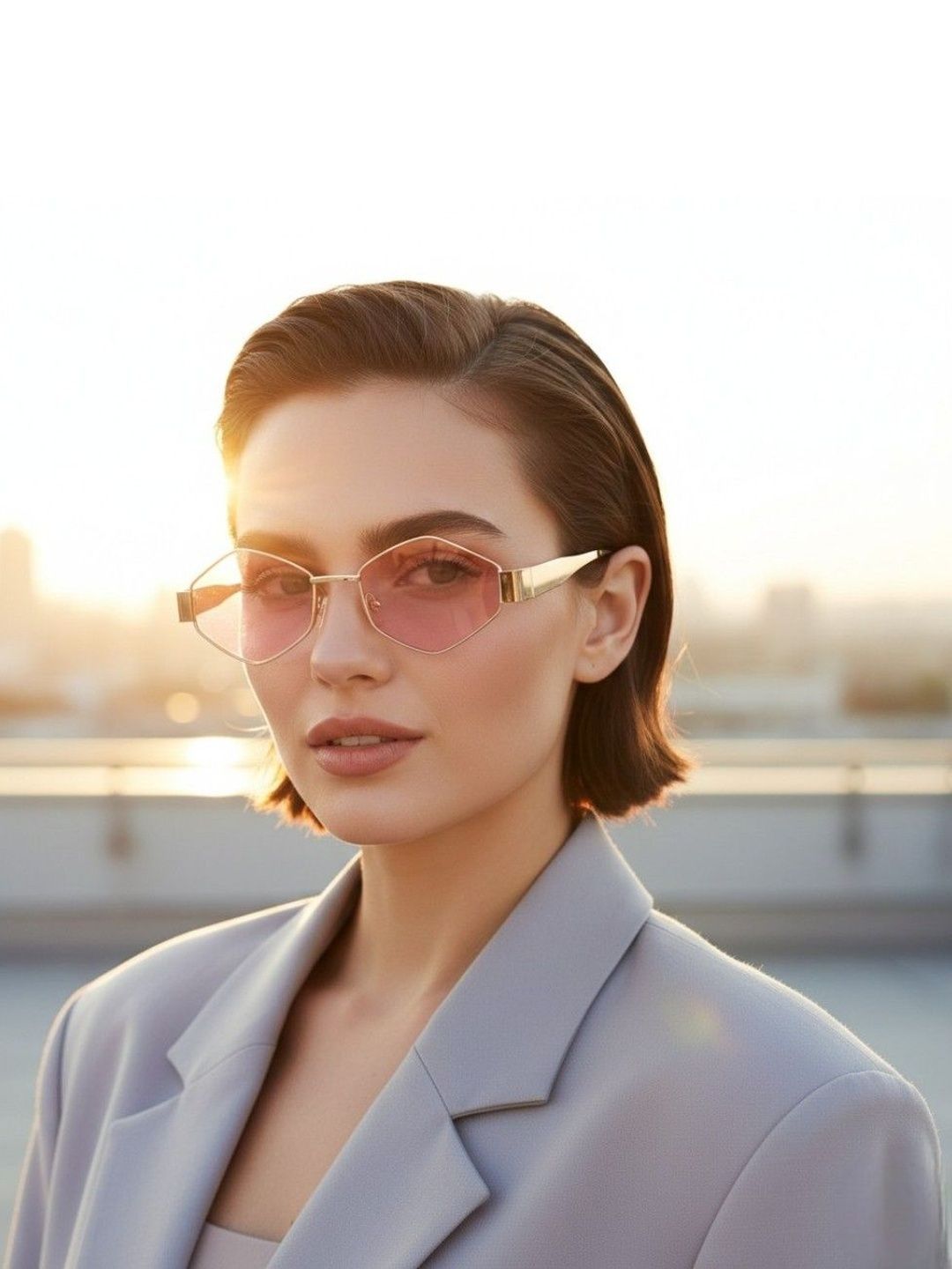 DressBerry Unisex Pink Lens & Gold-Toned Other Sunglasses with-image-39