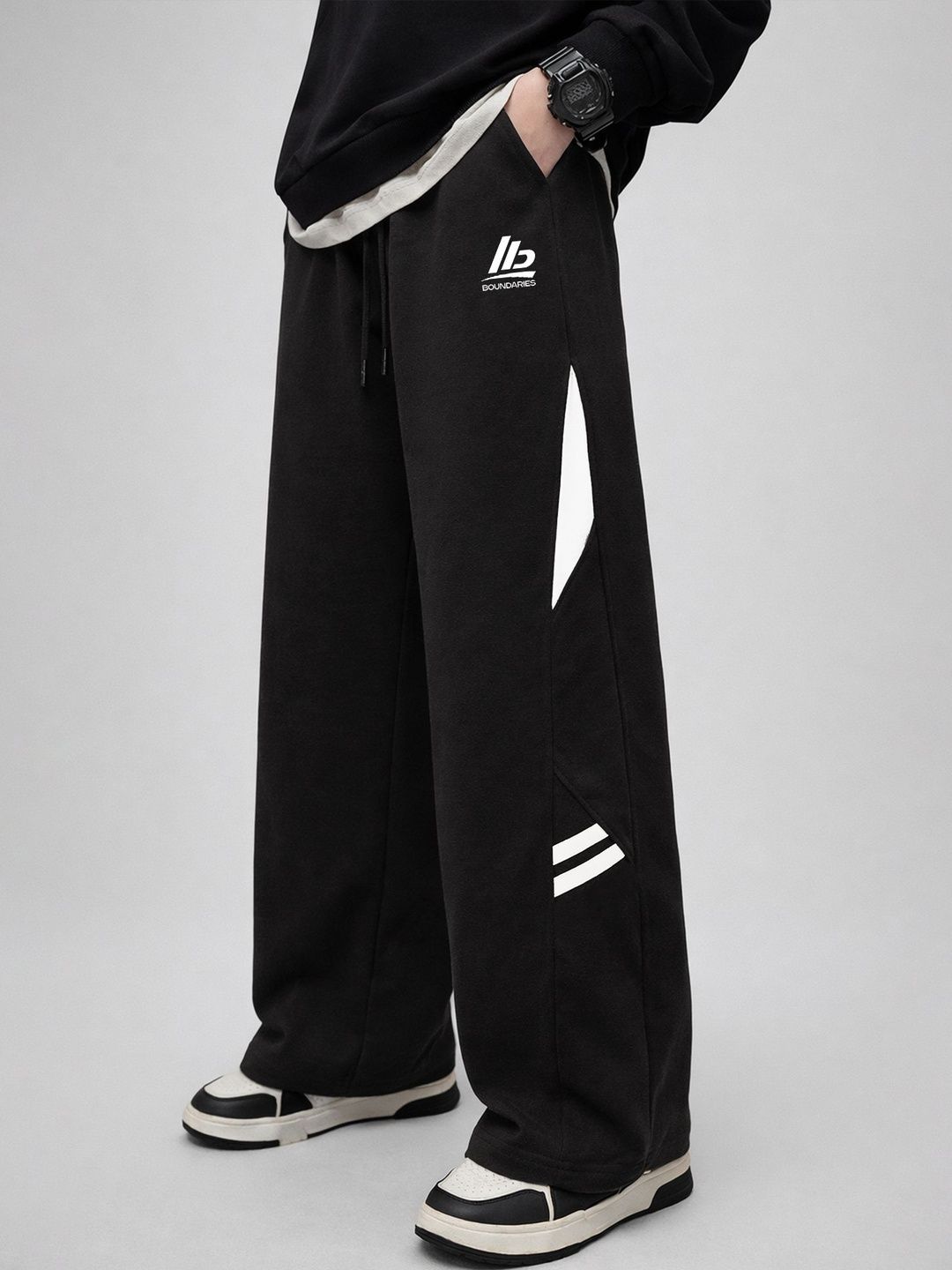 JUMPCUTS Men Baggy Typography Track Pants-picture-12
