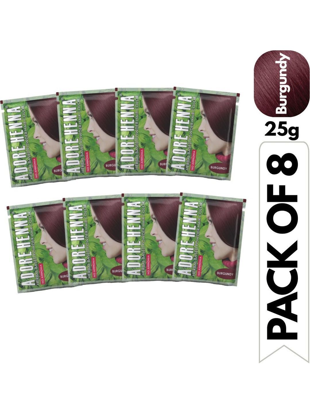 ADORE HENNA Set Of 8 No Ammonia Long Lasting Hair Color - 25 g Each - Burgundy-picture-31