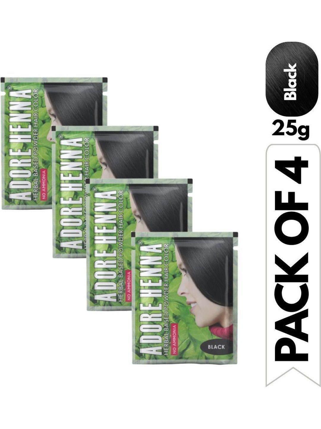 ADORE HENNA Set Of 4 No Ammonia Long Lasting Hair Color - 25 g Each - Black-picture-15