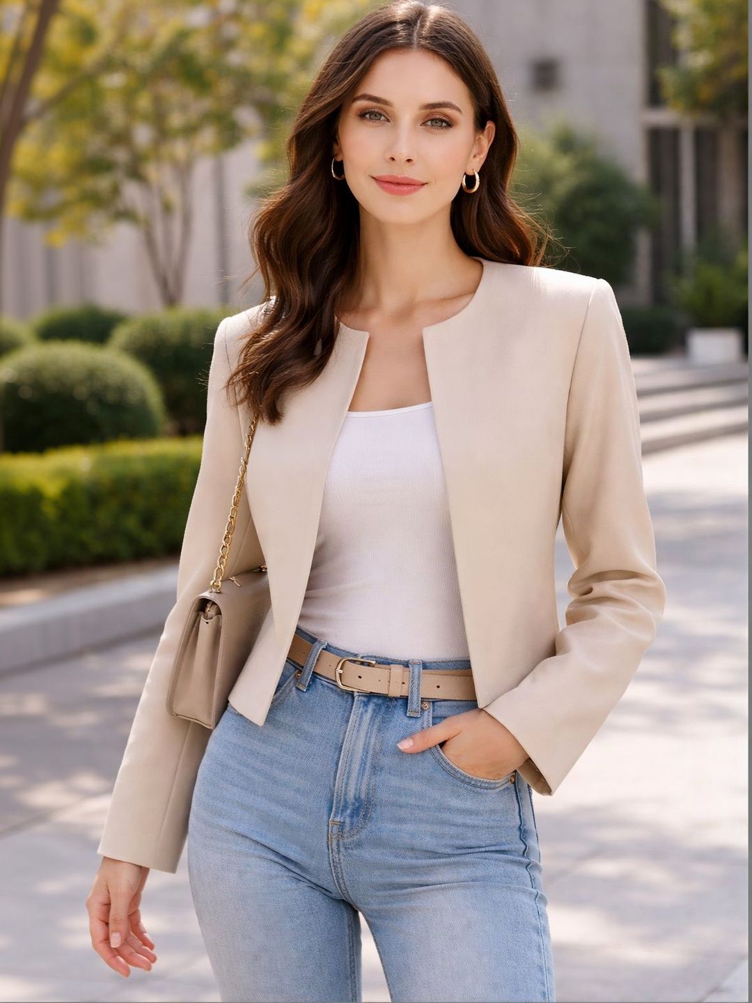 CREZYVEZY Collarless Open Front Casual Blazers-picture-44