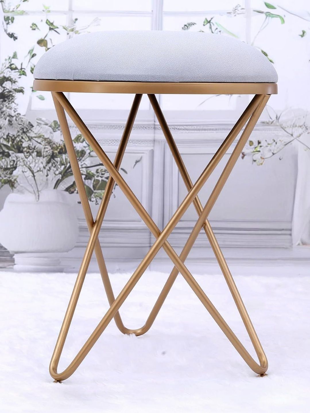 Greetwood Grey Metal Stool Ottoman-picture-15