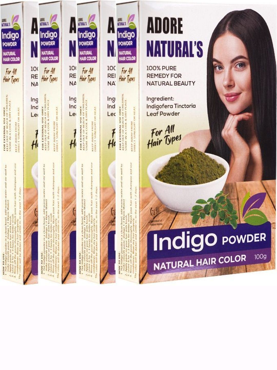 ADORE HENNA Set Of 4 Long Lasting Hair Color - 100 g Each - Indigo-picture-26