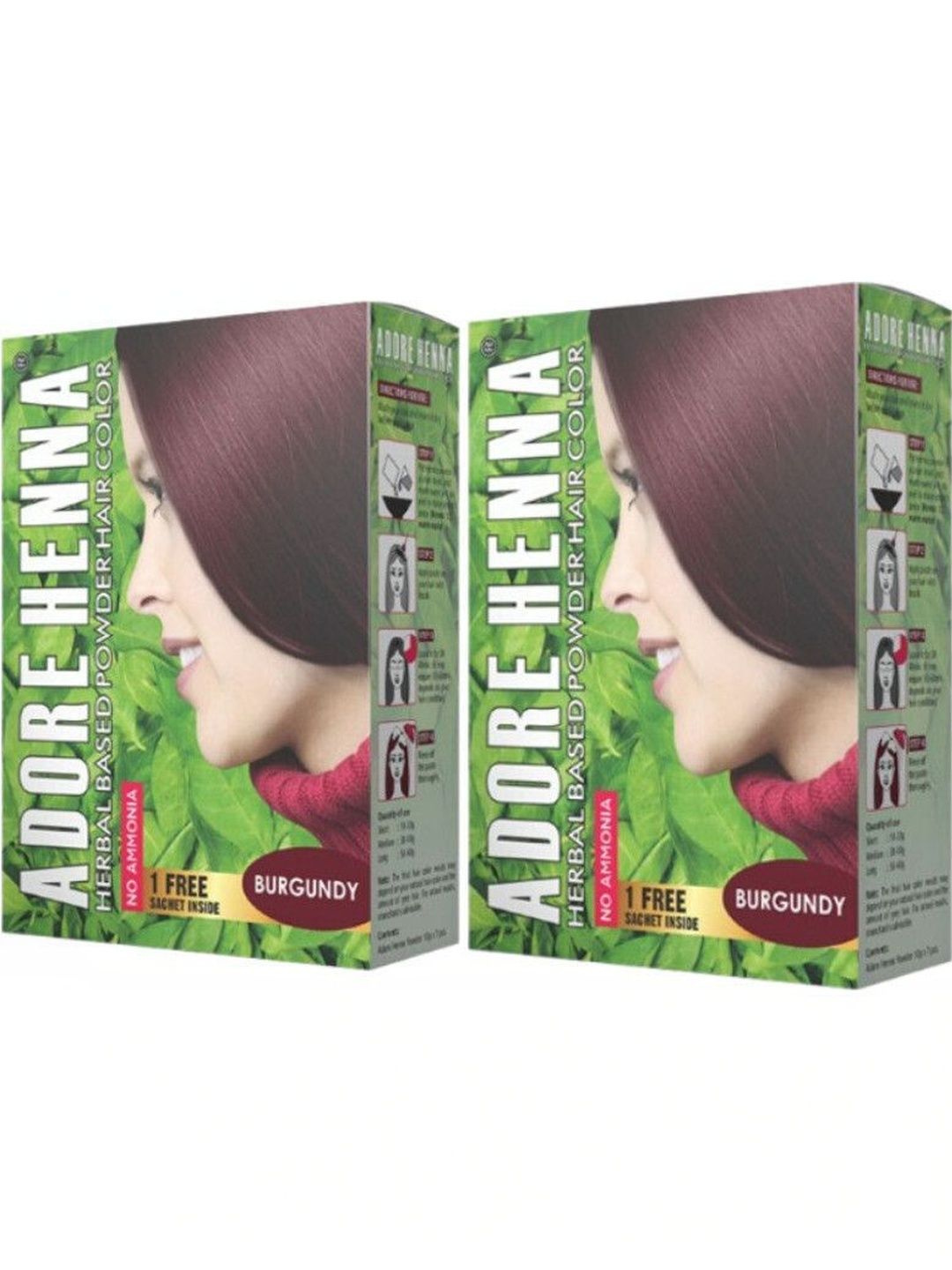 ADORE HENNA Set Of 2 Henna Hair Color - Burgundy-picture-36