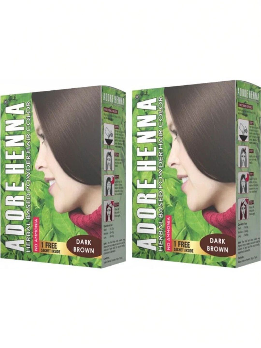 ADORE HENNA Set Of 2 Henna Hair Color - Dark Brown-picture-46