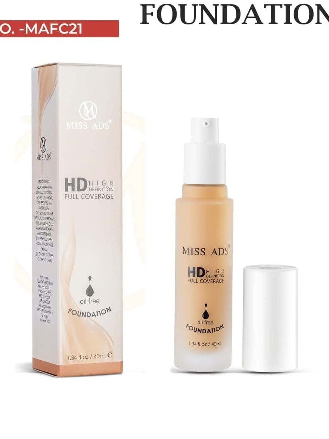 MISS ADS HD Full Coverage Foundation - 40 ml - Shade - C21-picture-17