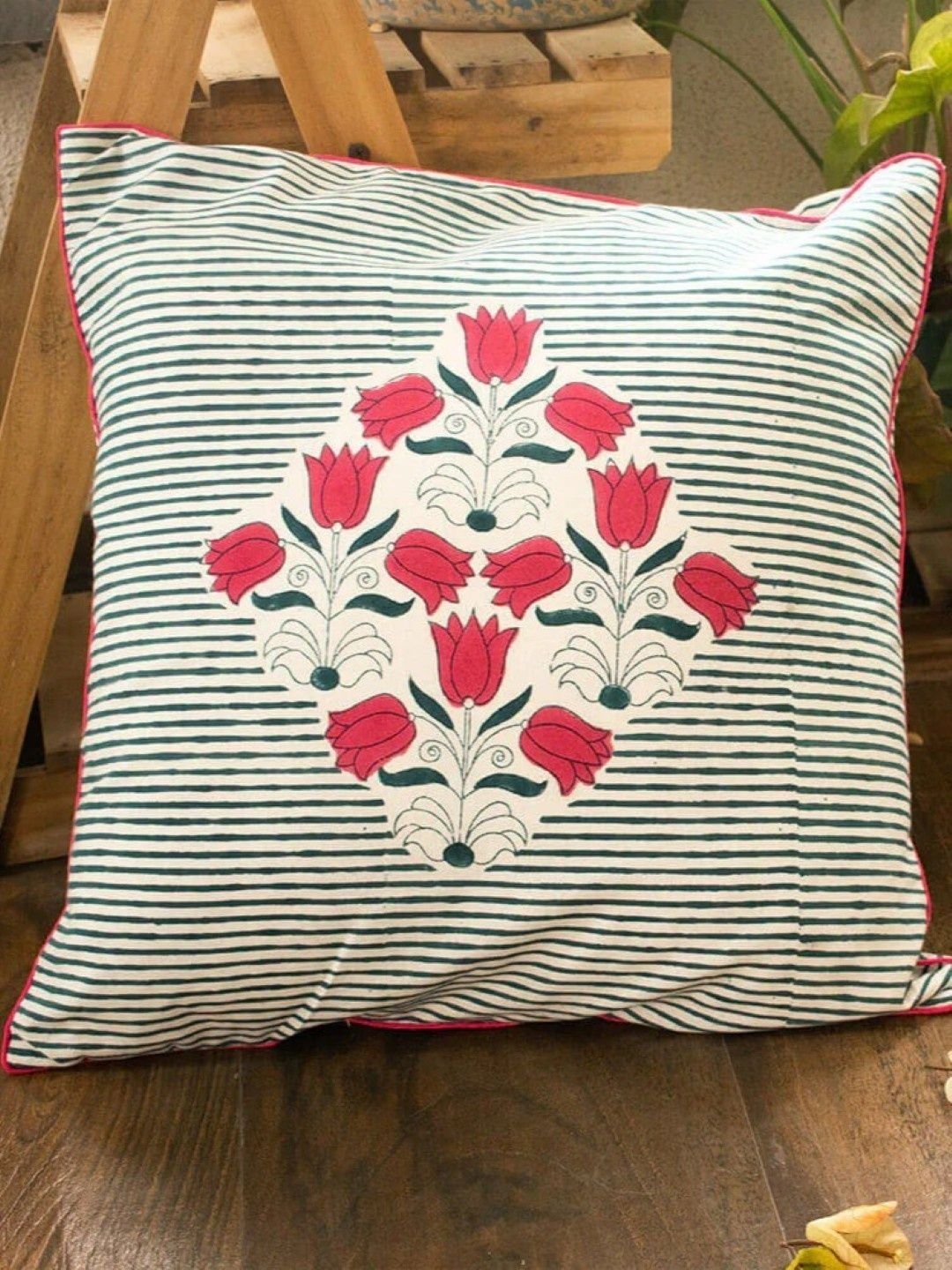 Earthan Multicoloured Floral Square Cushion Covers-picture-34