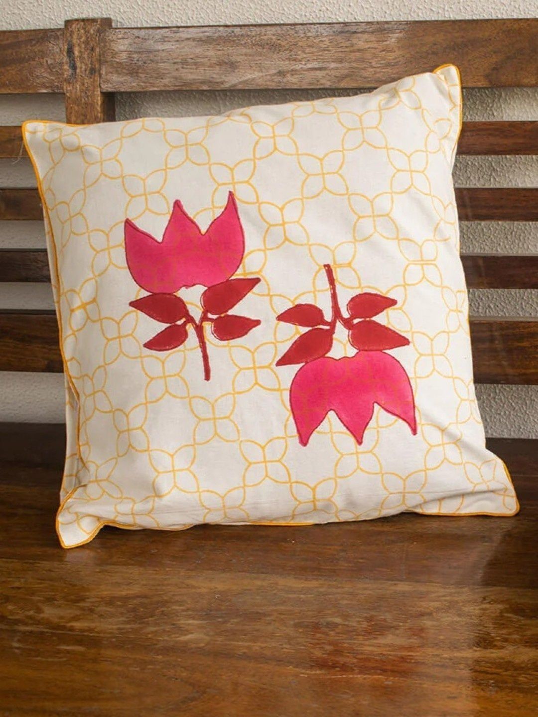 Earthan Multicoloured Floral Square Cushion Covers-image-1