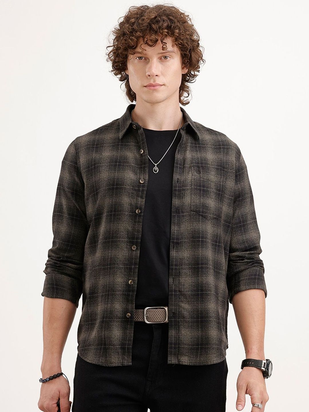 WROGN Men Slim Fit Checked Casual Shirt-picture-20