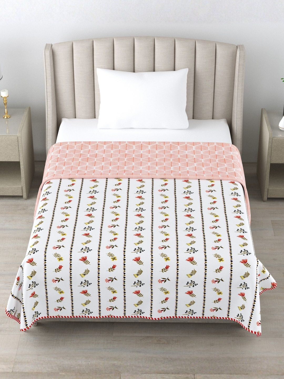 LIVING ROOTS Grey & White Geometric AC Room Dohar-picture-13