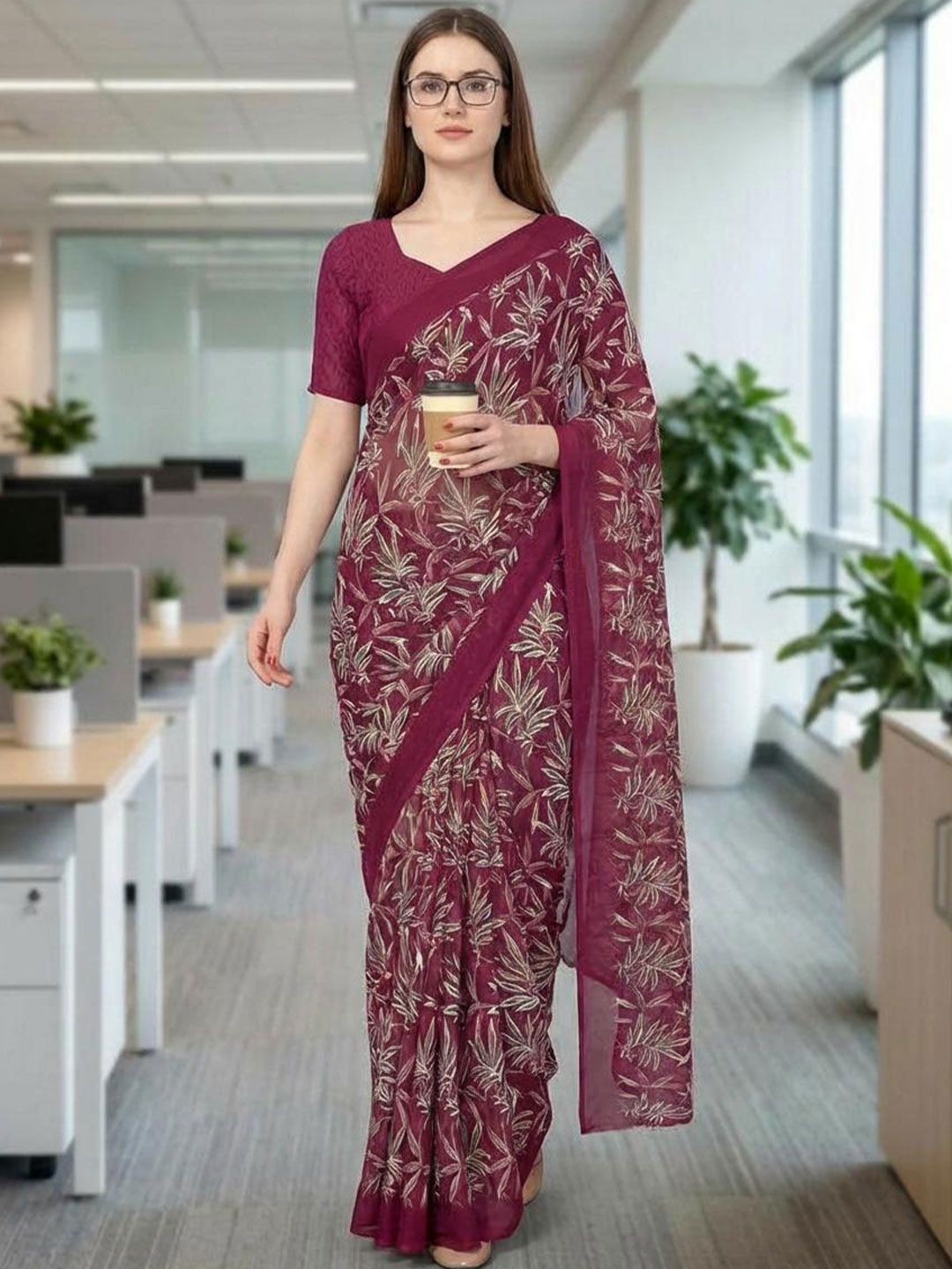 ANAND SAREES Floral Design Georgette Women Sarees-picture-0