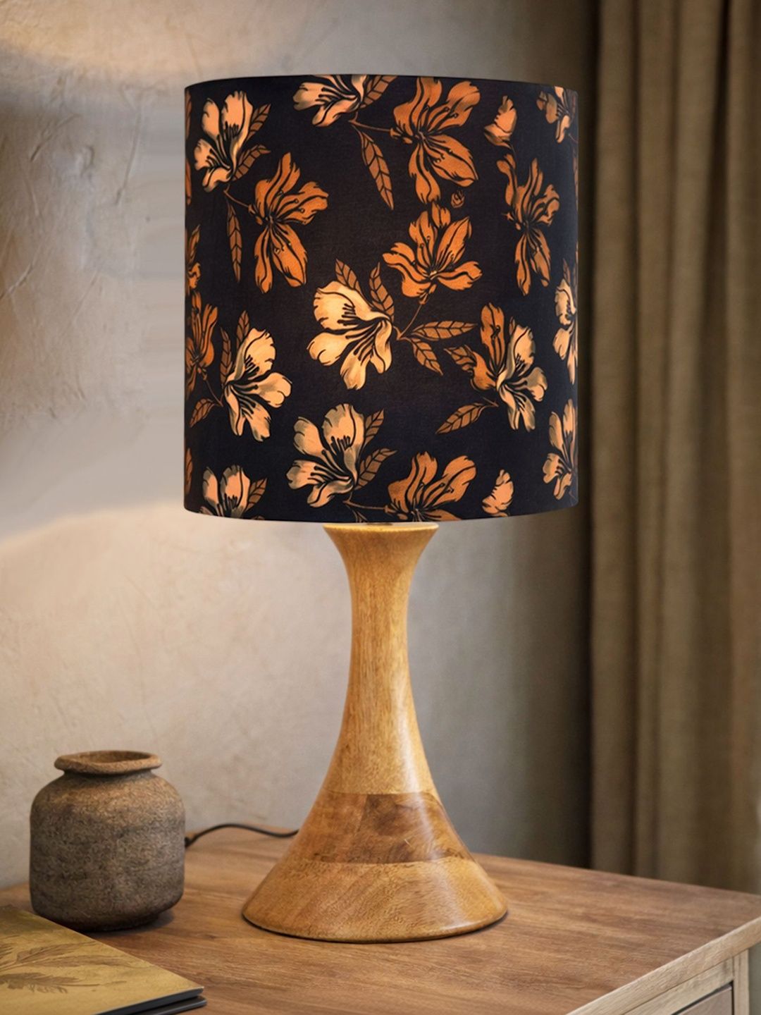 Glowhere Multicoloured Wood Industrial Cylindrical Shaped Table Lamp with Bulb-picture-47
