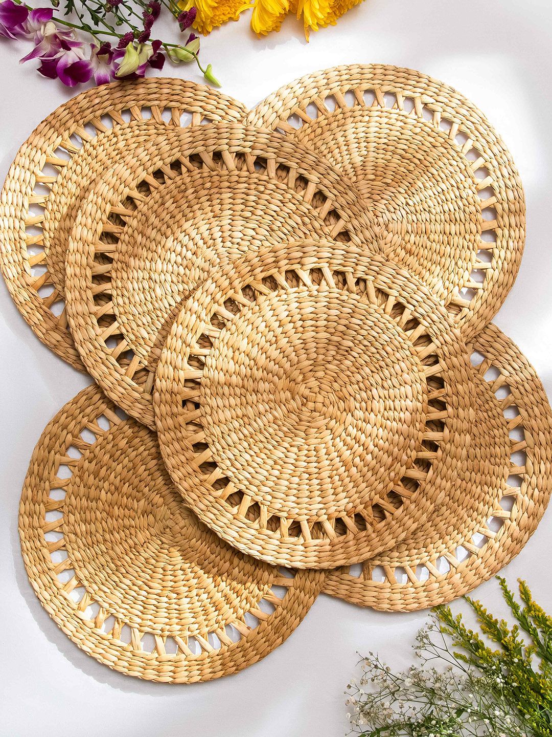 DHARINI 2 Pieces Beige Kauna Reed Round Table Placemats-image-18