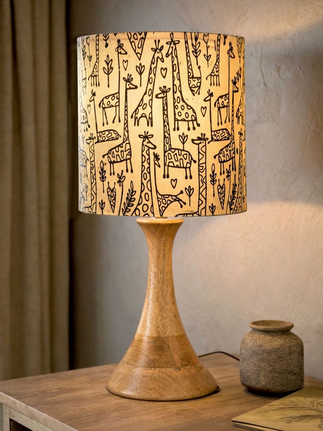 Glowhere Multicoloured Wood Industrial Cylindrical Shaped Table Lamp with Bulb-picture-39
