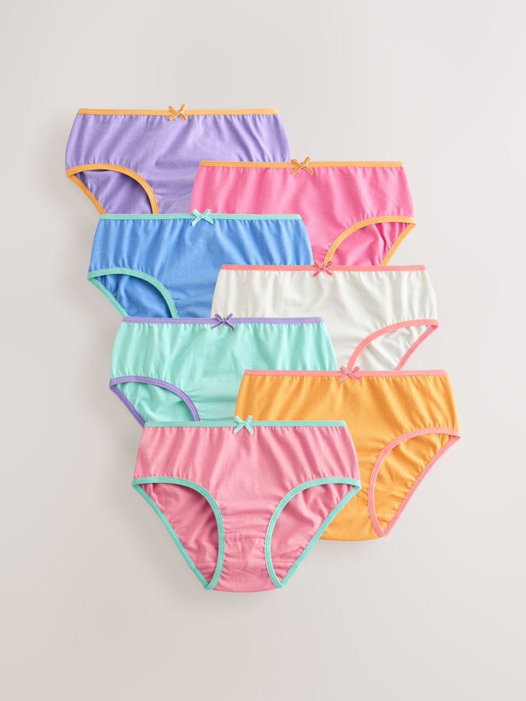 NEXT Girls Pack of 7 Basic Briefs with Colour Contrast Piping Detail-picture-44