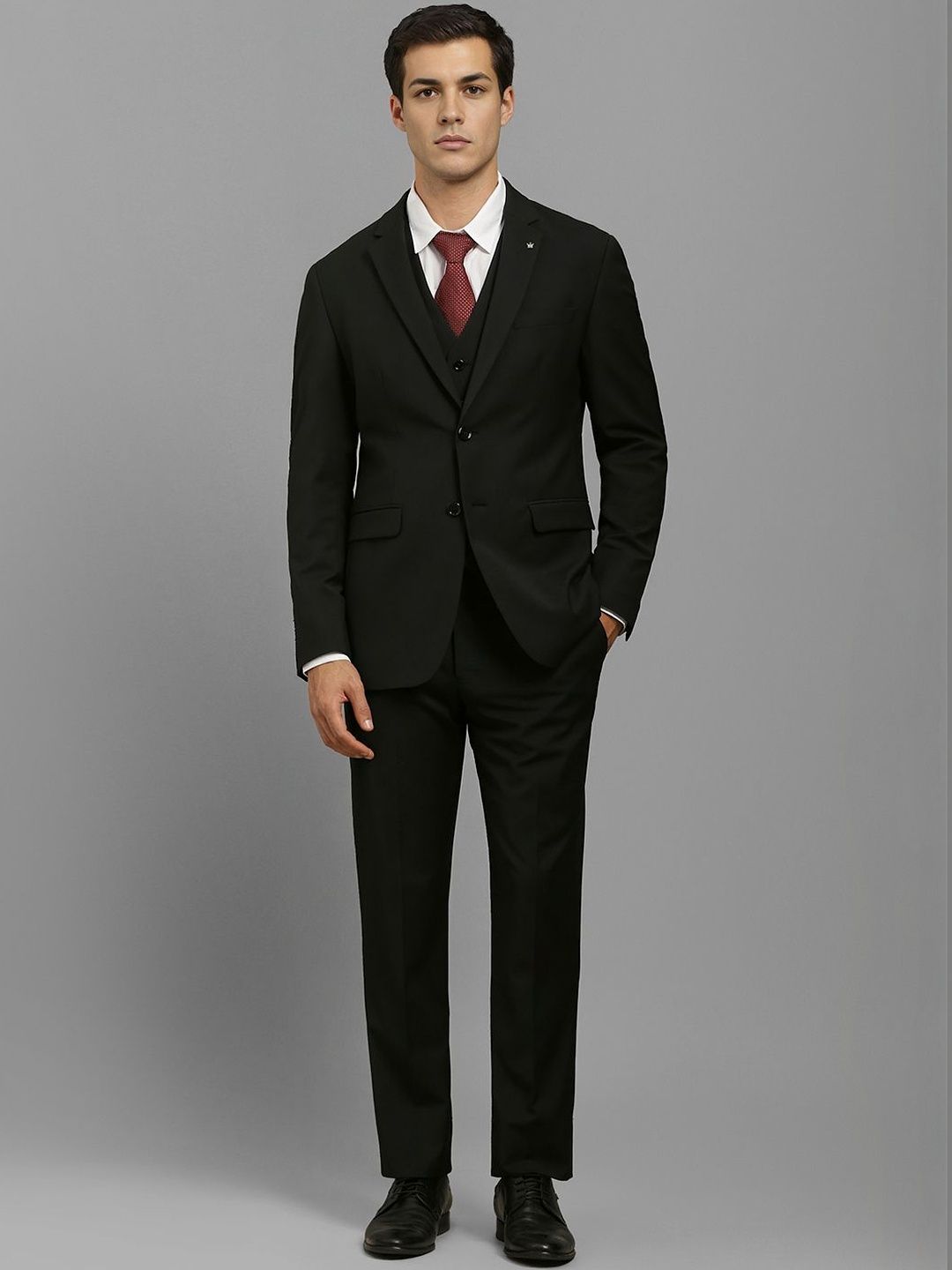 Louis Philippe Slim-Fit Single-Breasted Three-Piece Suit-image-26