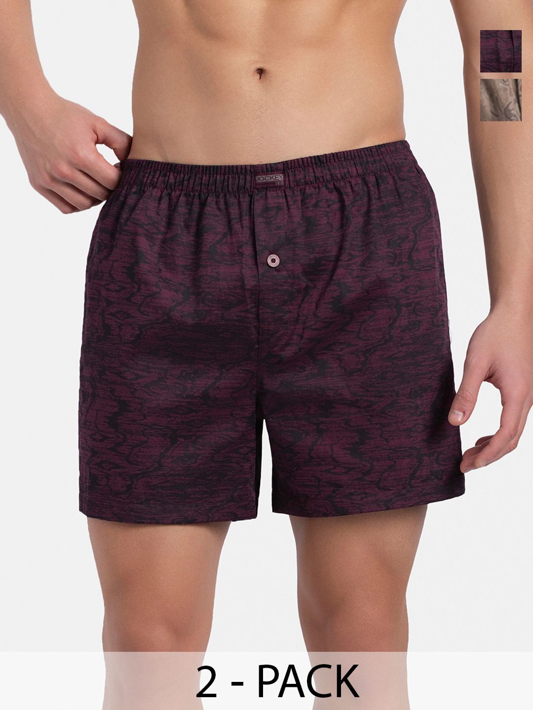 Jockey Pack of 2 Super Combed Mercerized Cotton Woven Checkered Inner Boxers - 8222-picture-43