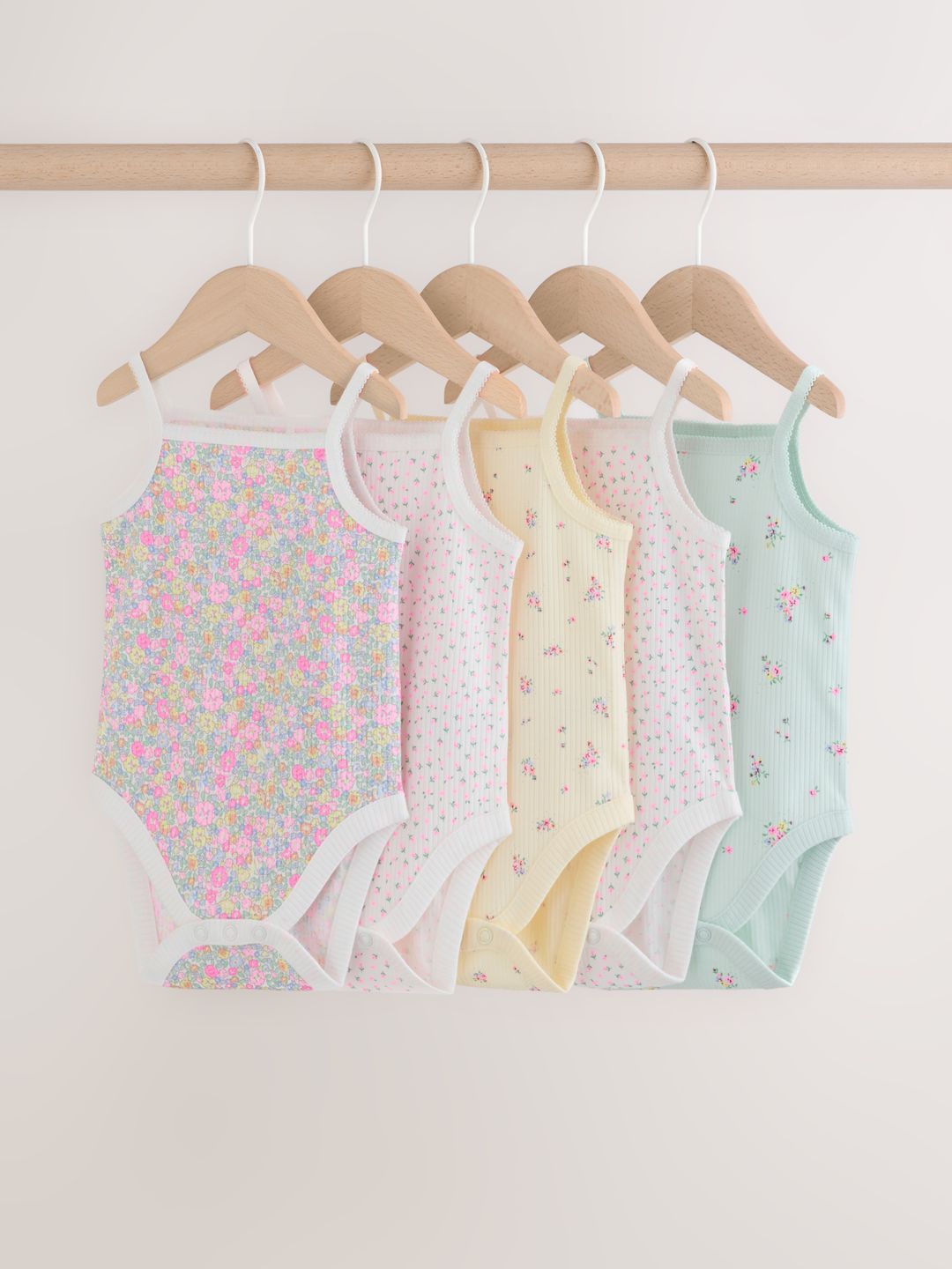 NEXT Infant Girls Pack of 5 Printed Pure Cotton Bodysuits-picture-50