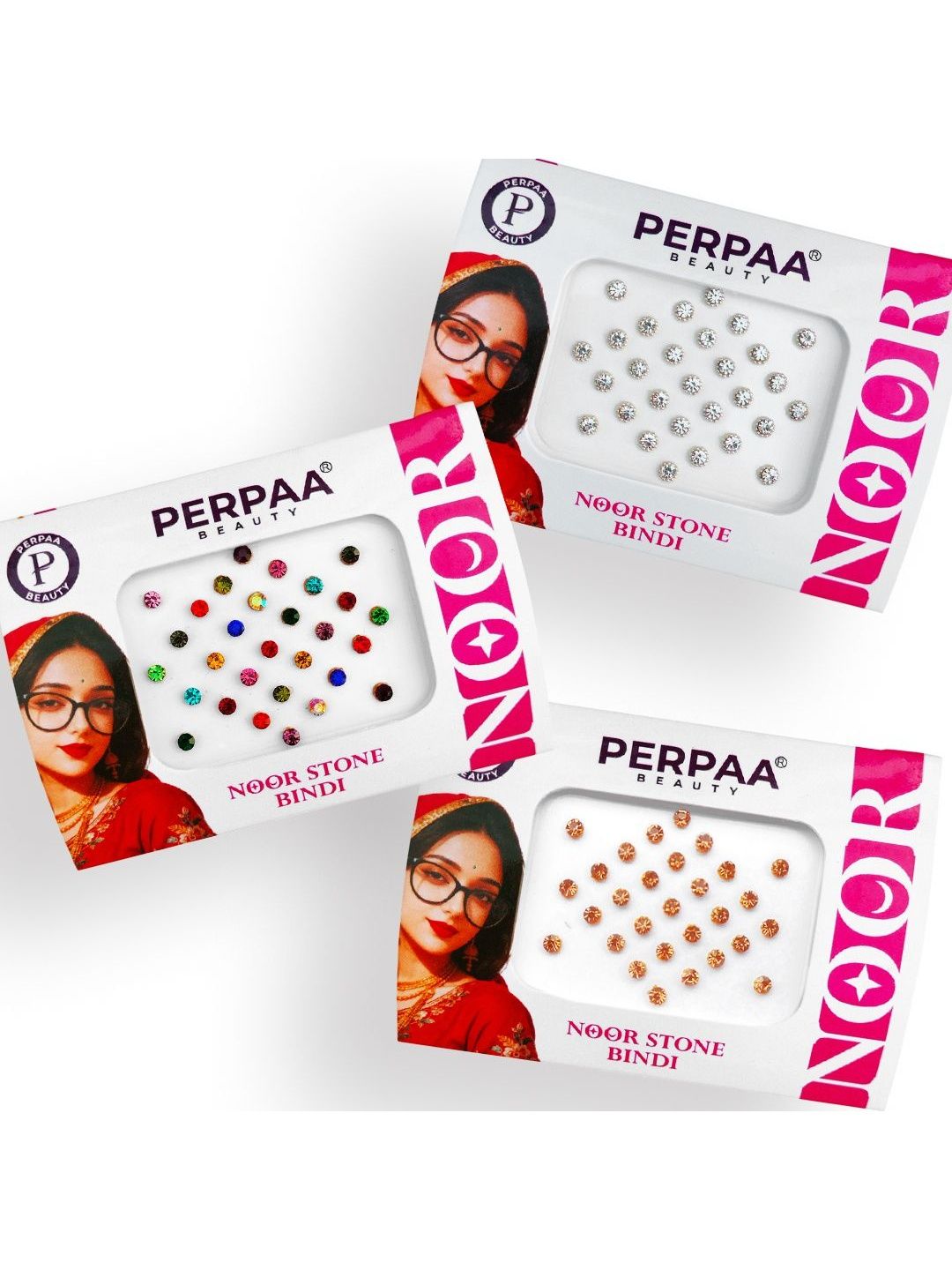 PERPAA Set Of 3 Noor Round Stone Bindi - 29 Each-image-3