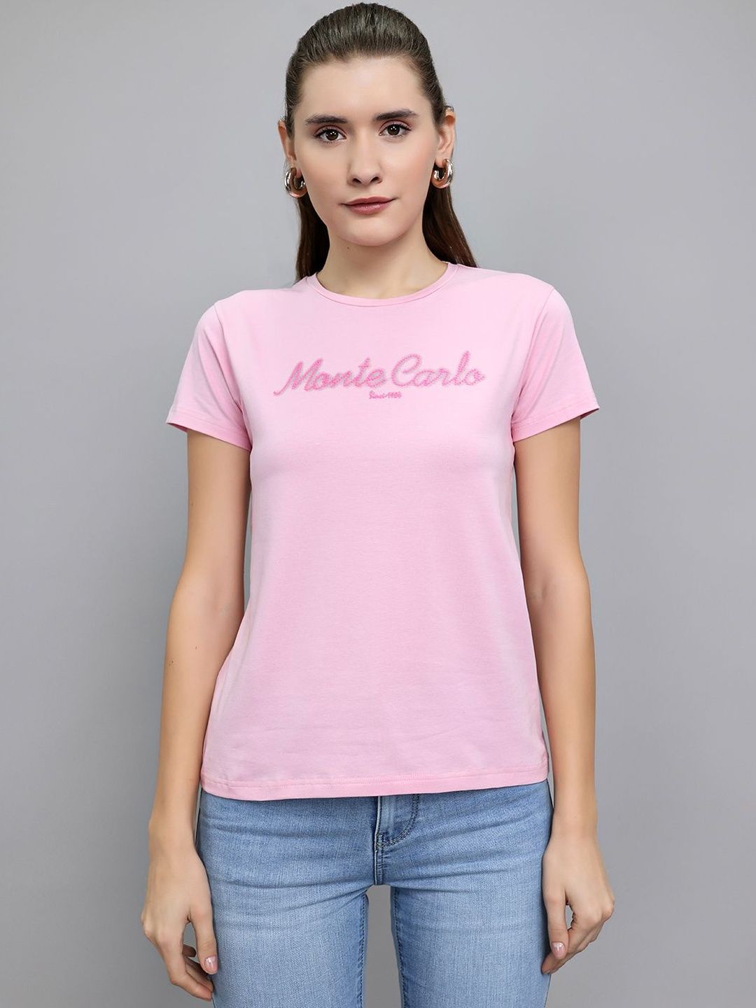 Monte Carlo Womens Regular Fit Round Neck Half Sleeve Tops-picture-13