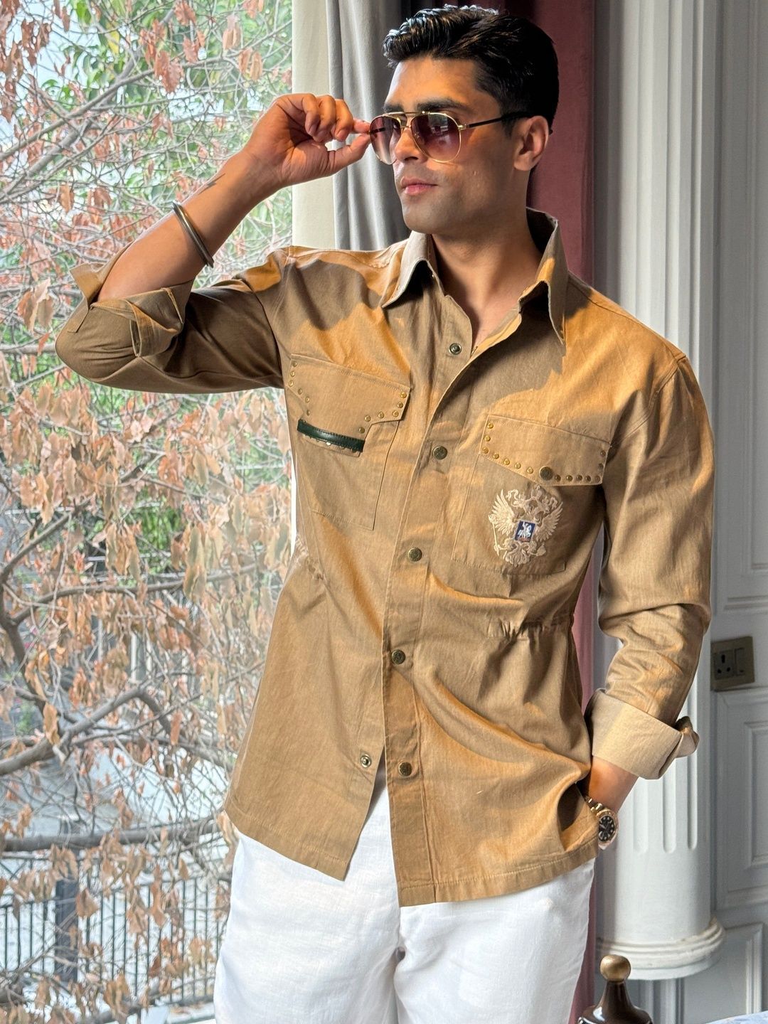 Dressjet Double Pocket Studded Bronze Shirts-picture-28