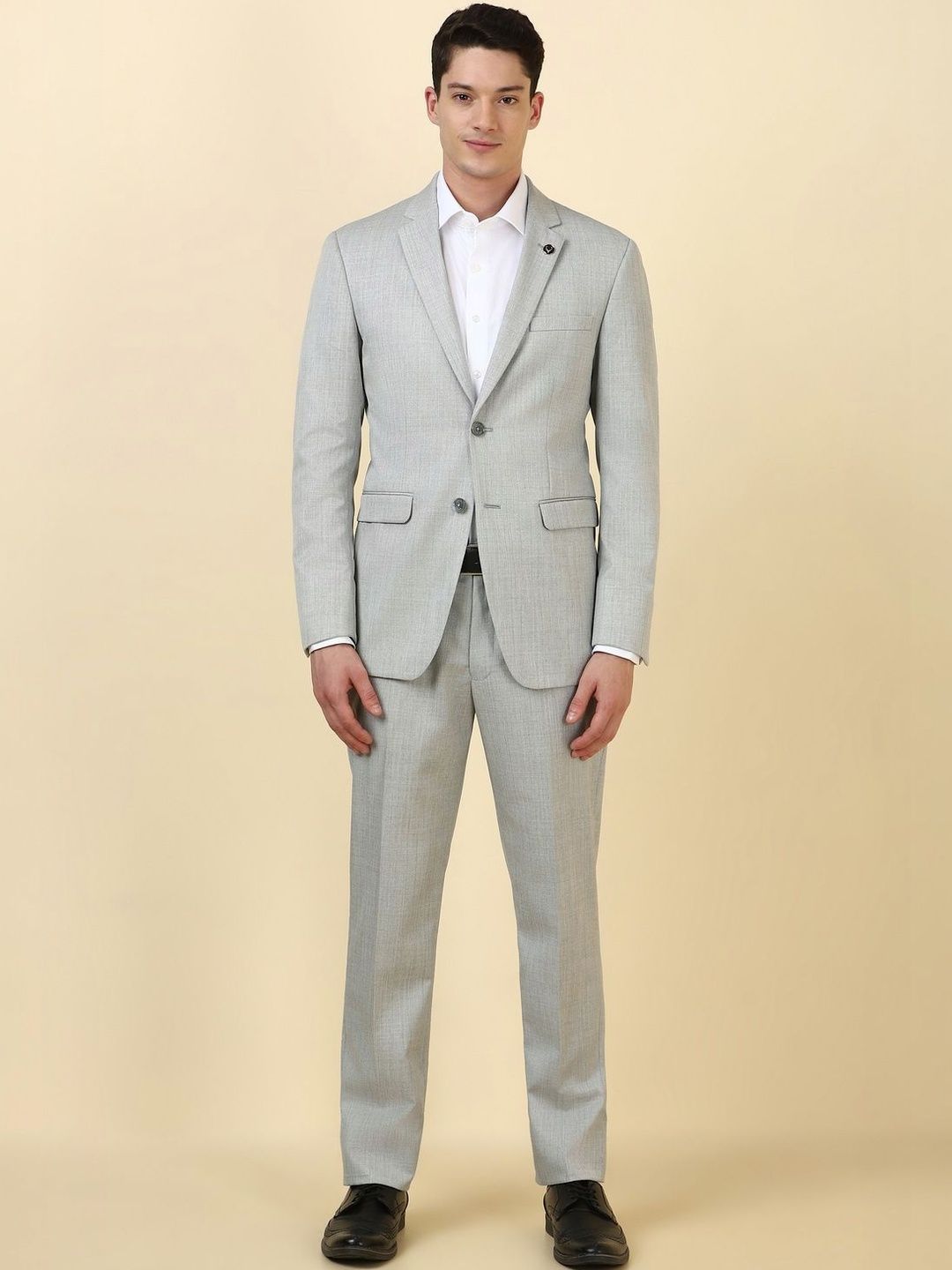 Allen Solly Textured Slim-Fit Single-Breasted Two-Piece Suit-image-36