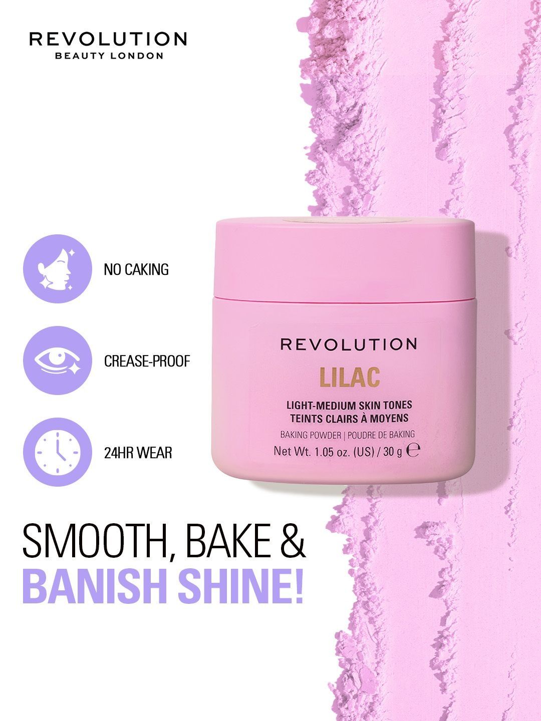 Makeup Revolution London Loose Baking Powder - 30 g - Sweet Lilac-picture-32