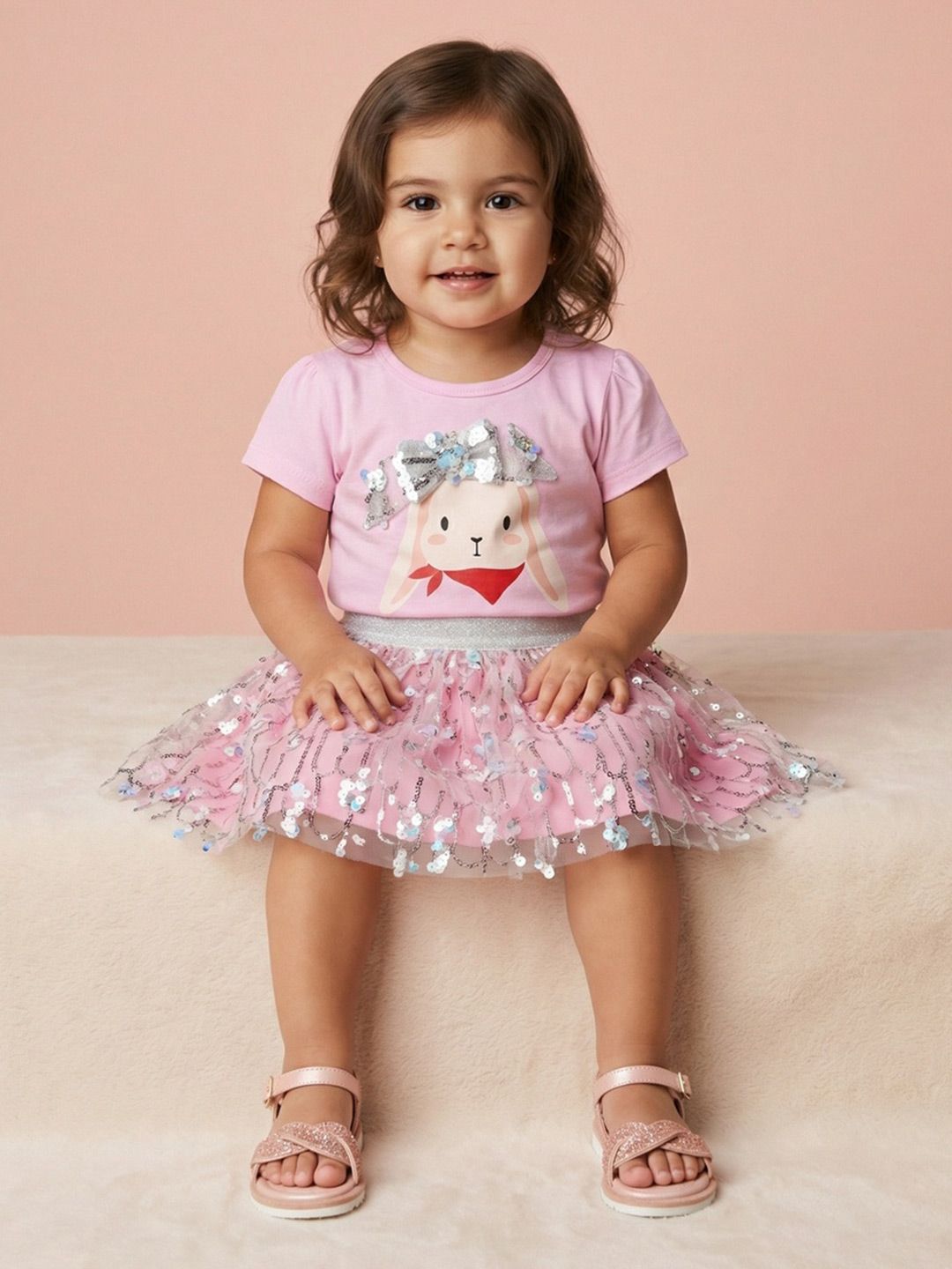 Nauti Nati Bling & Sparkly Cotton Embellished T-shirt with Skirt-picture-16