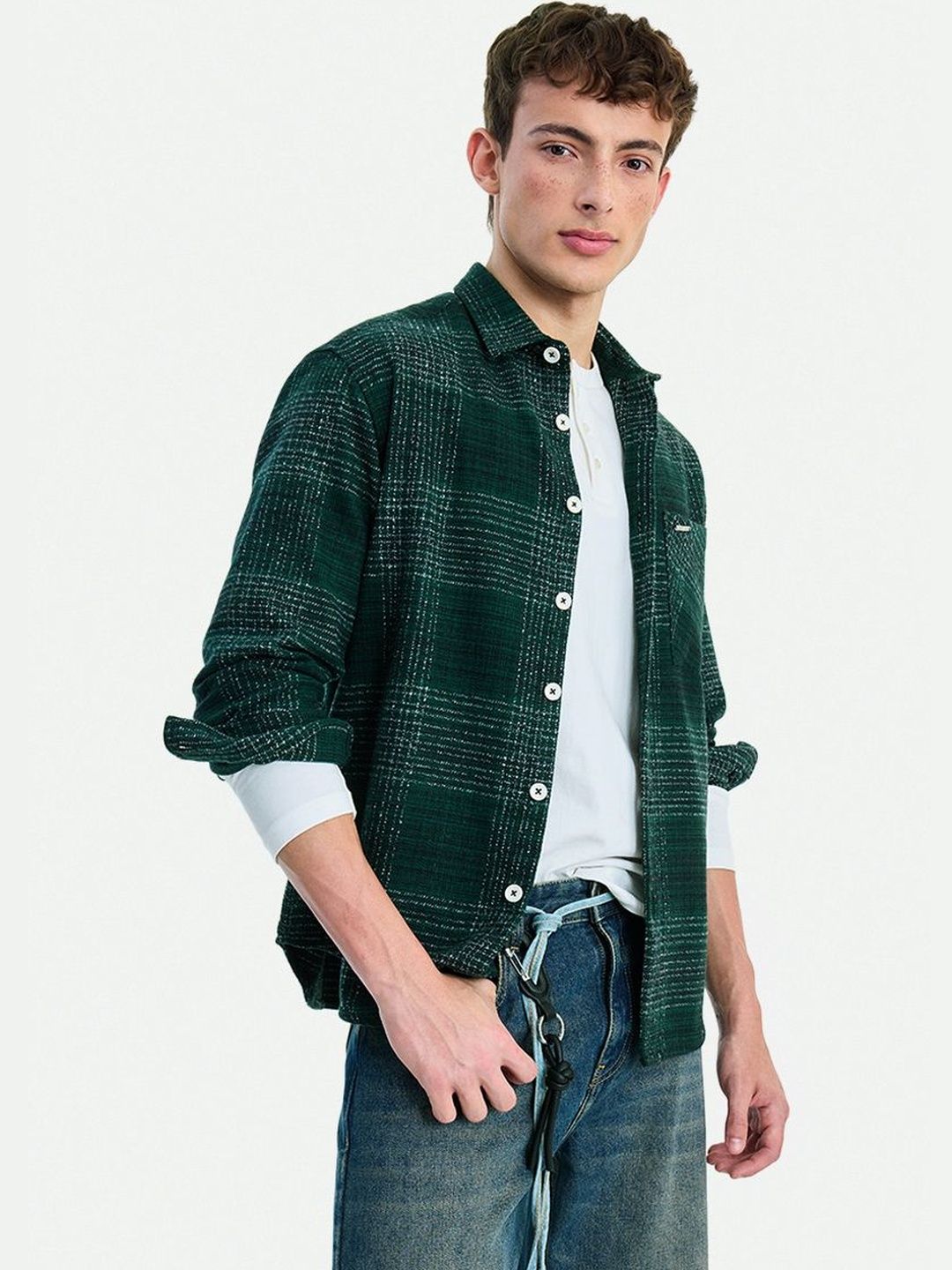 Snitch Dark Green Checks Shirts-picture-22