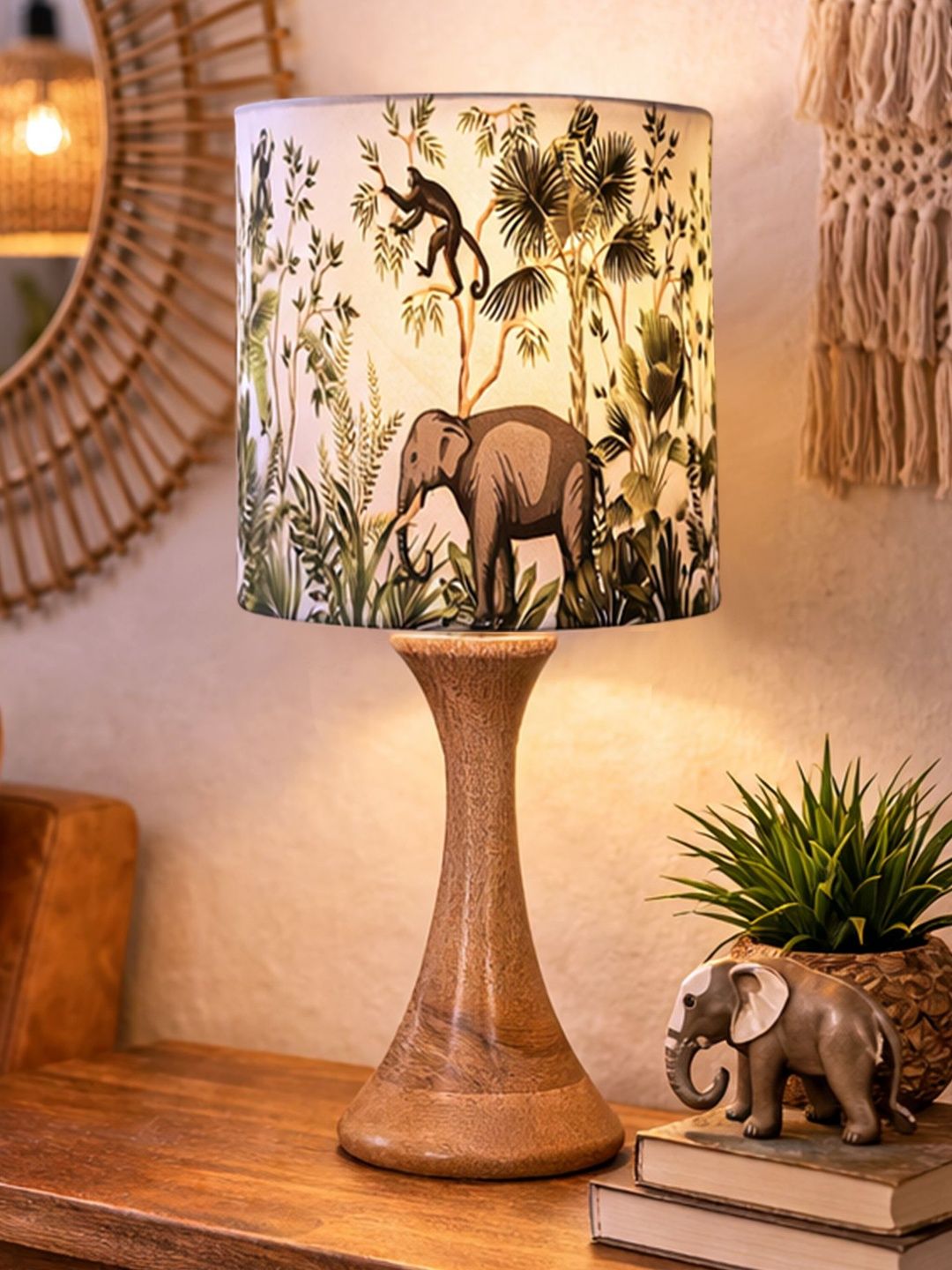 Glowhere Multicoloured Wood Industrial Cylindrical Shaped Table Lamp with Bulb-picture-58