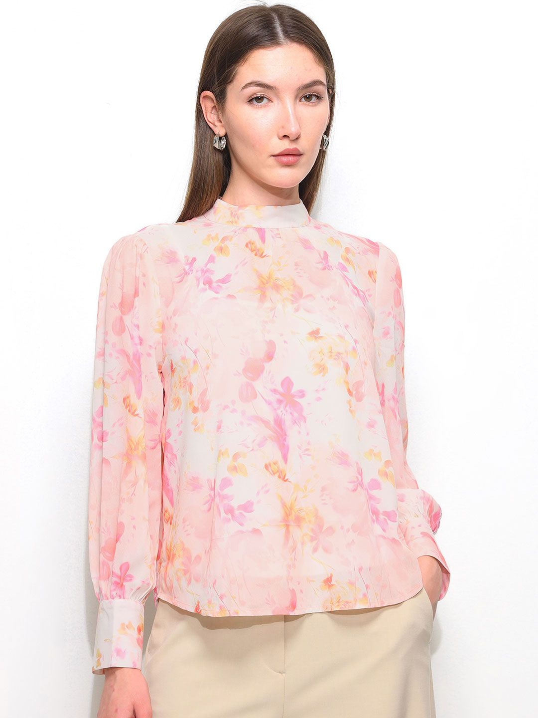 U.S. Polo Assn. Women Floral Print Bishop Sleeves Top-picture-12