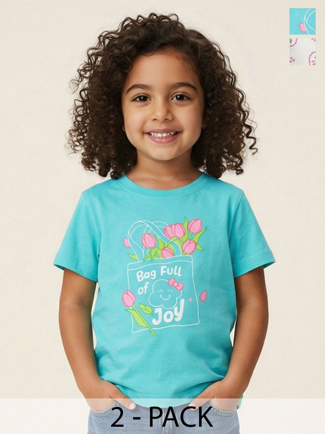 Nauti Nati Girls 2 Printed Applique T-shirt-image-47