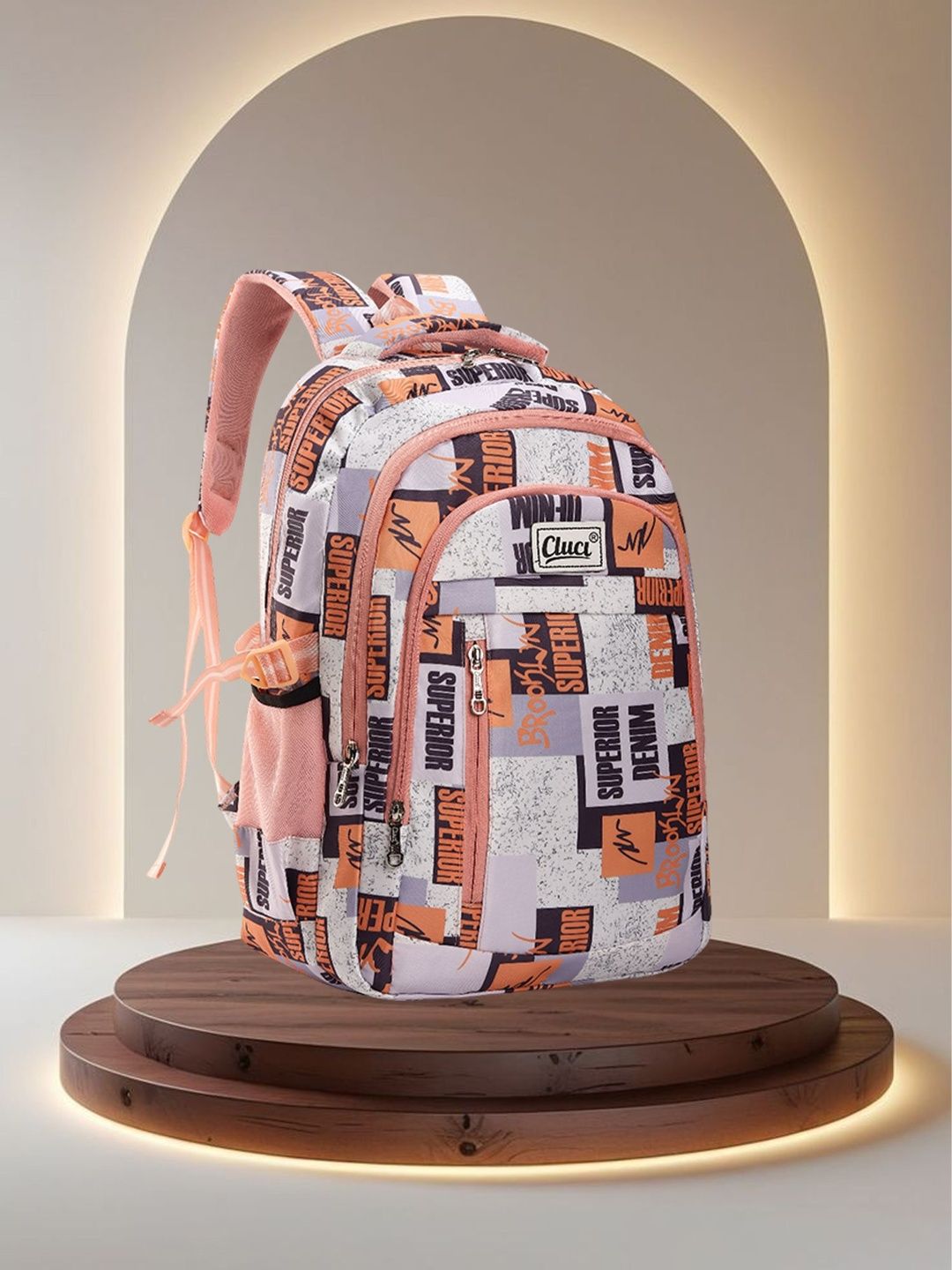Cluci Unisex Typography Backpack with Compression Straps-picture-53