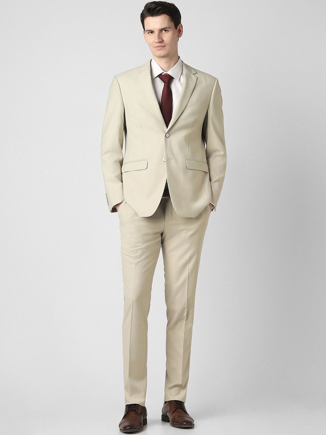 Peter England Elite Single-Breasted Two-Piece Suit-image-45