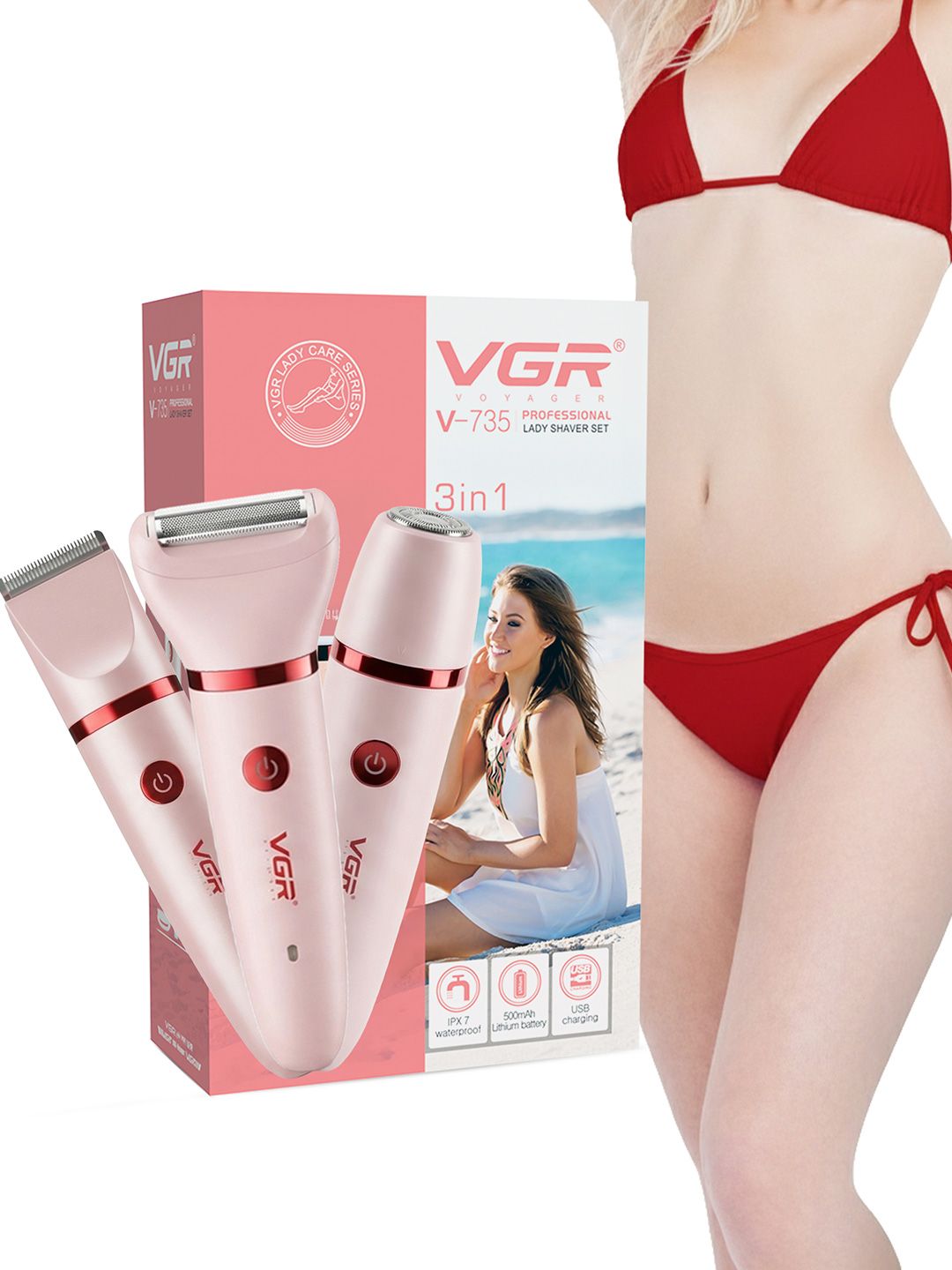 VGR 3-in-1 Full Body Female Waterproof Grooming Trimmer Set for Face-Body & Bikini - V-735-picture-57