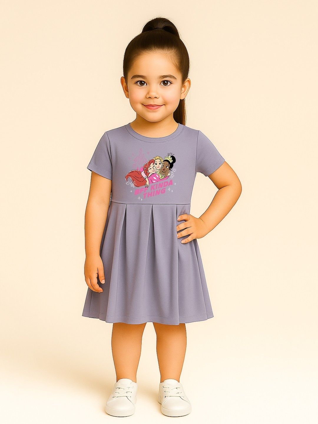 YK Disney Girls Disney Princess Printed Cotton Fit & Flare Dress-picture-17