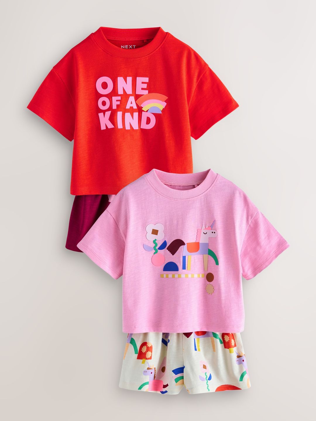 NEXT Girls Pack of 2 Pure Cotton Typography Printed T-shirt with Shorts-picture-14