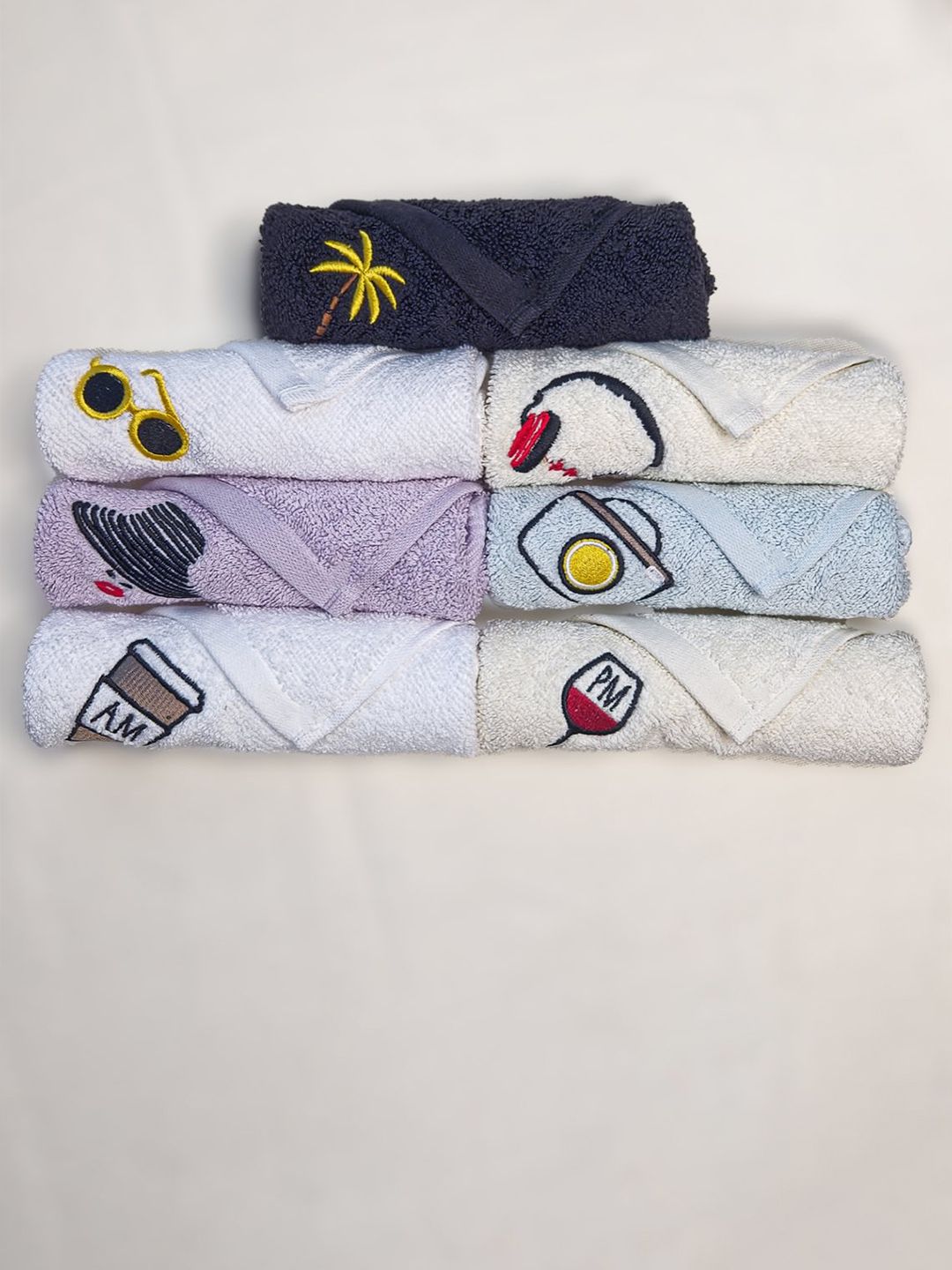 The Happy Pod Cream-Colored Printed Cotton Regular Face Towels-image-20