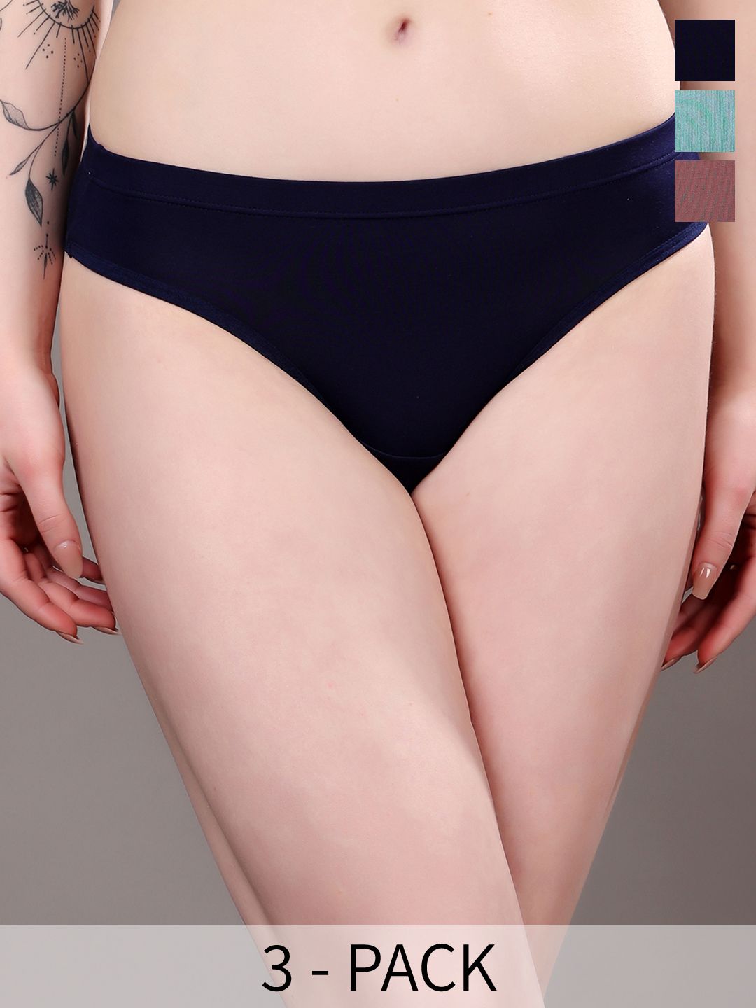 HRX by Hrithik Roshan Women Pack of 3 Anti Microbial Assorted Basic Briefs-image-49