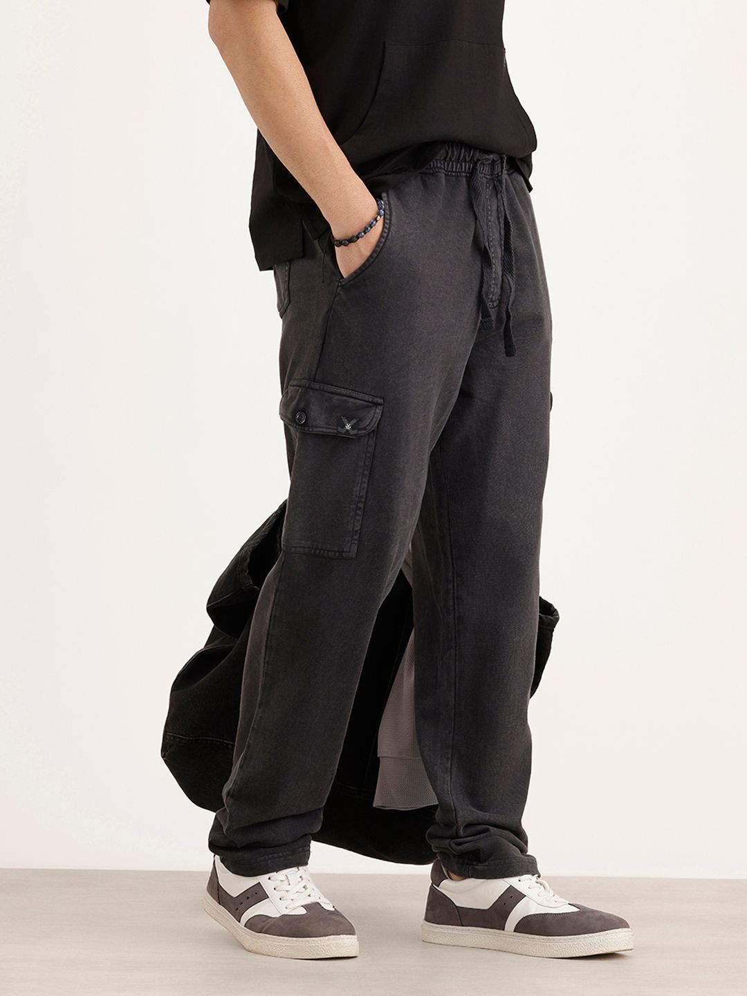 WROGN Men Pure Cotton Relaxed Fit Track Pants-picture-12