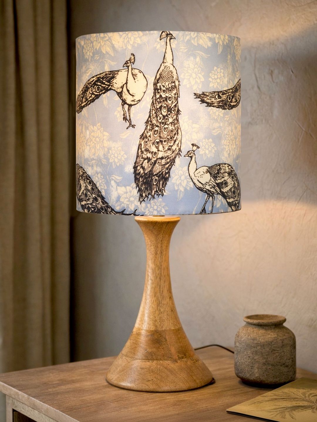 Glowhere Multicoloured Wood Industrial Cylindrical Shaped Table Lamp with Bulb-picture-27