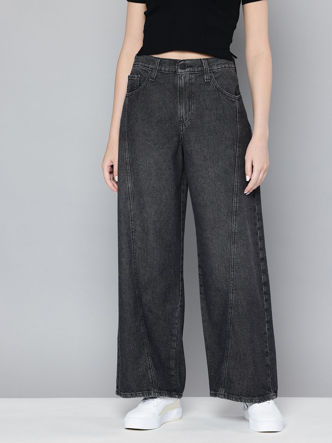 Levis Women Straight Loose Fit Mid-Rise Pure Cotton Jeans-image-9