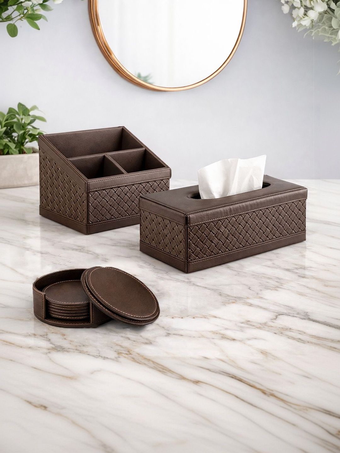 AARVI DECOR STUDIO Brown Set of 3 Super Strong Desk Organiser Organisers-picture-3