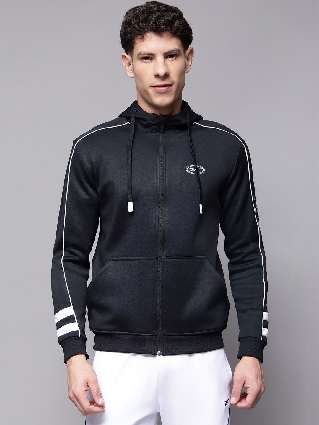 Reebok Printed Cotton Hooded Open Front Jacket-picture-11